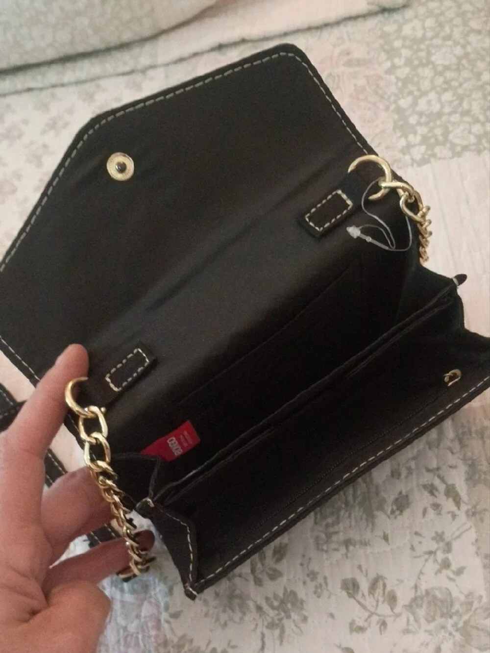 Black Women's Crossbody Bag with Gold Stud Accents